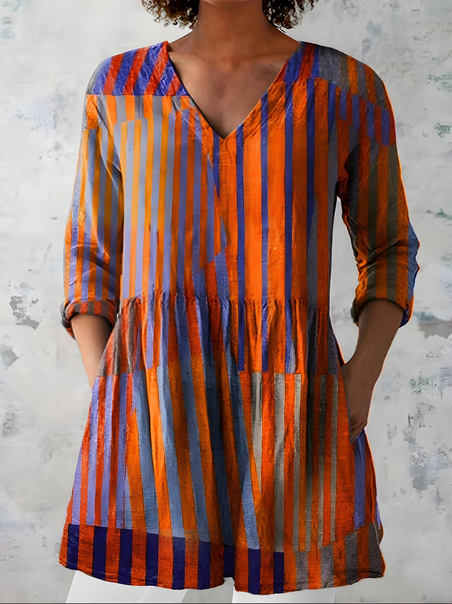 Amaia | Long Blouse with V-Neck - Nora & Grace Boutique