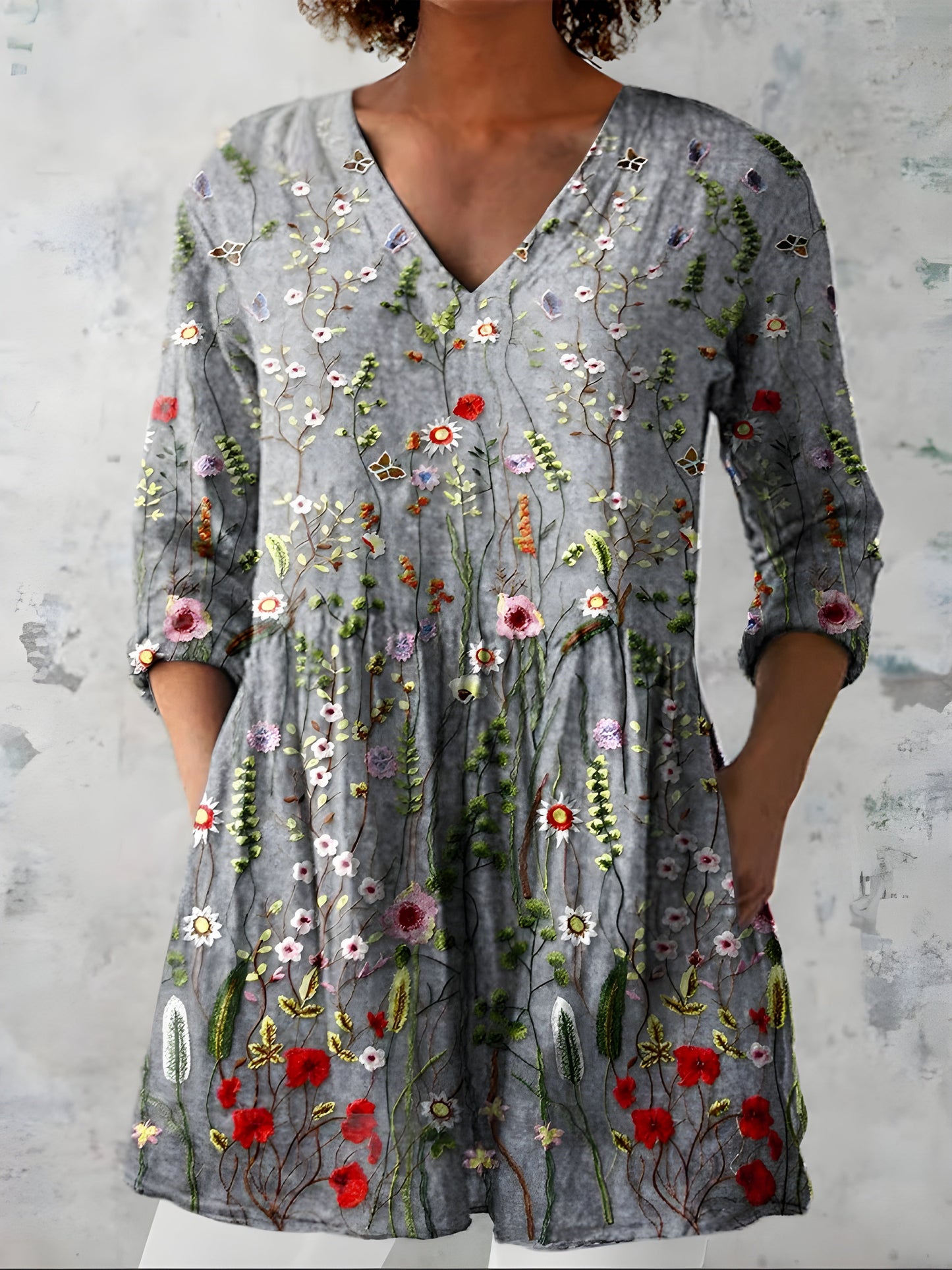 Audrey | Long Blouse with V-Neck - Nora & Grace Boutique