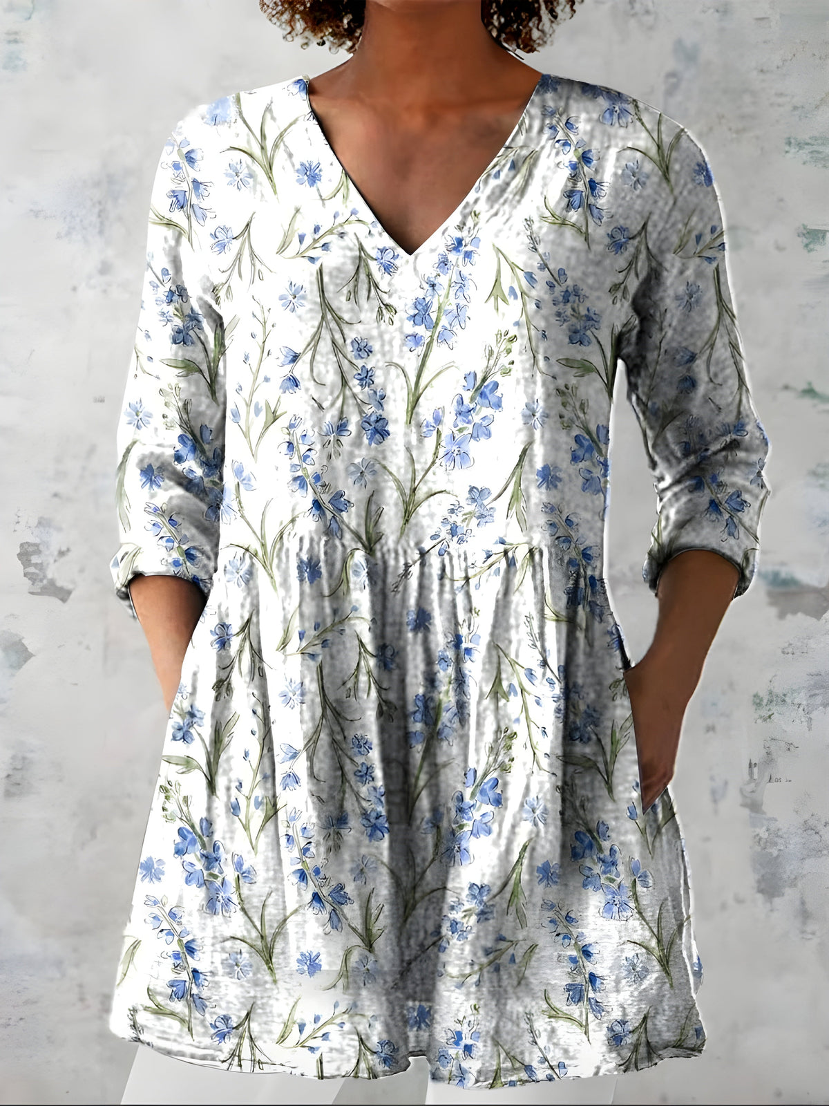 Lenora | Long Blouse with V-Neck - Nora & Grace Boutique