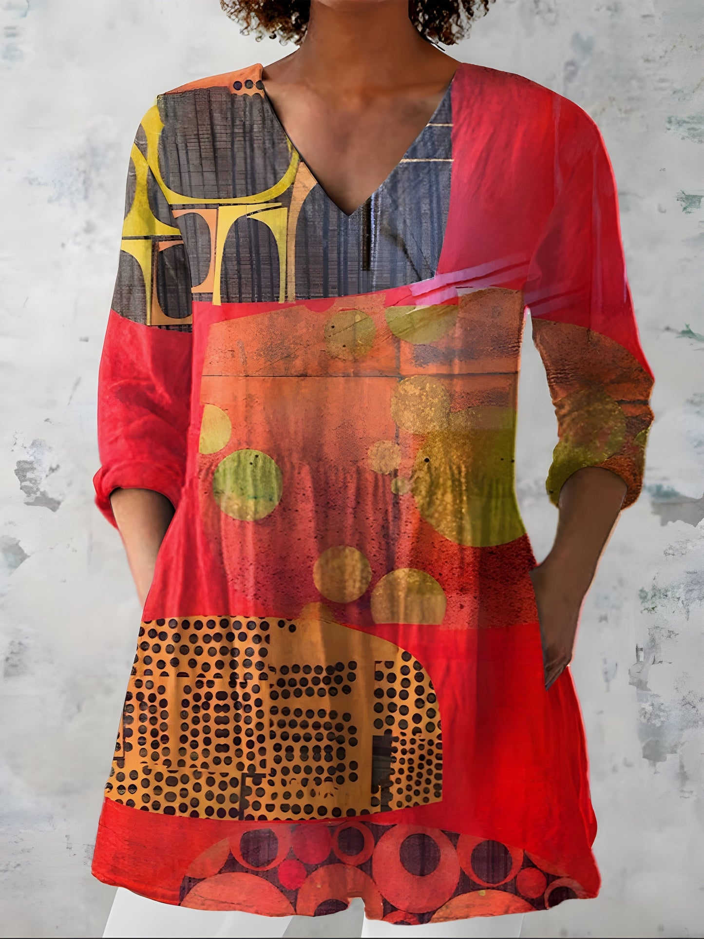 Maria | Long Blouse with V-Neck - Nora & Grace Boutique