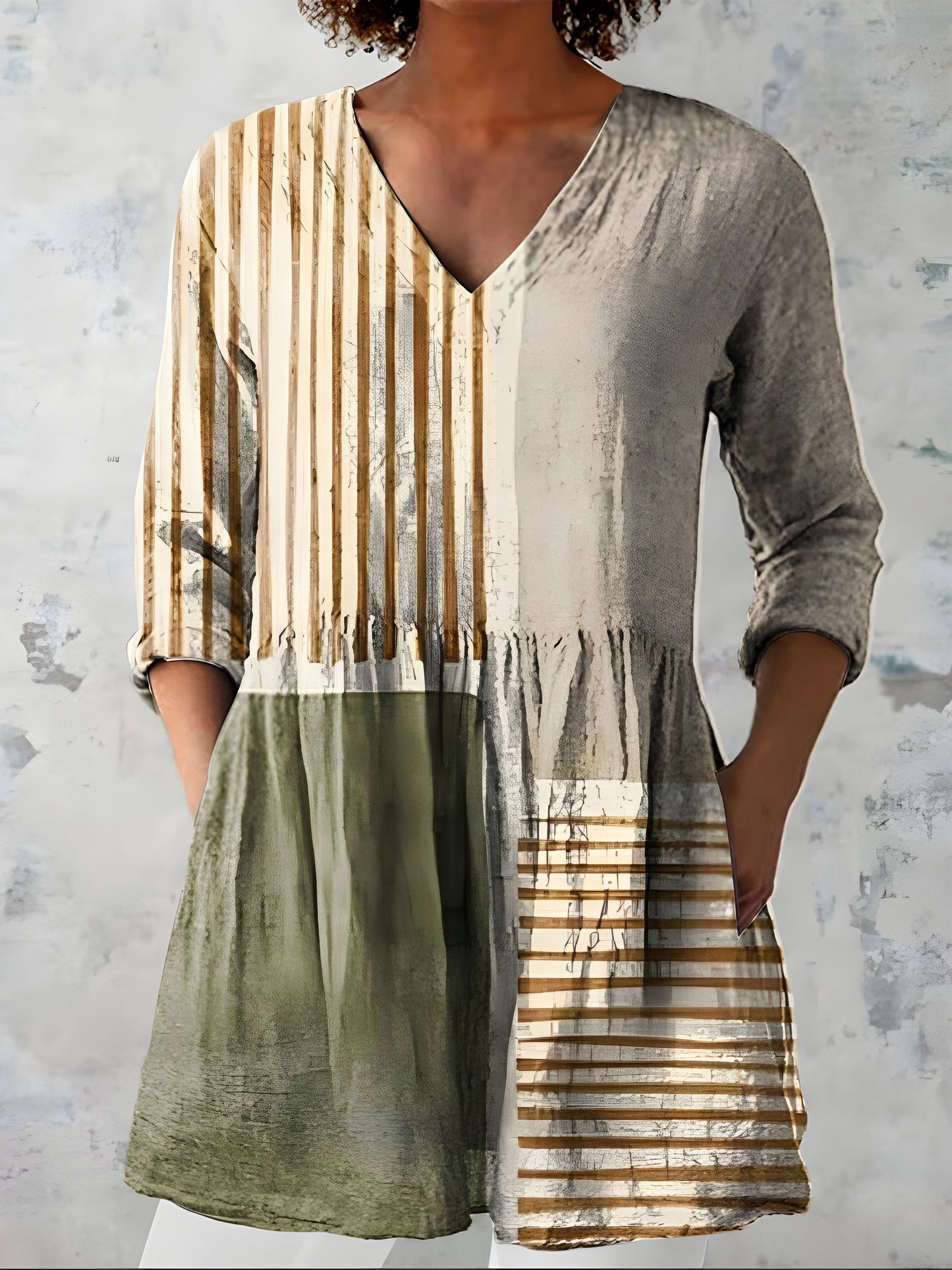 Natalie | Long Blouse with V-Neck - Nora & Grace Boutique
