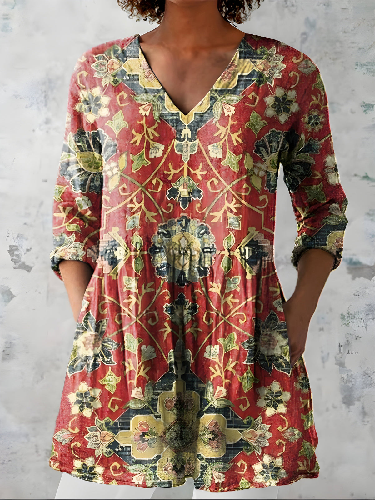 Amoura | Long Blouse with V-Neck - Nora & Grace Boutique