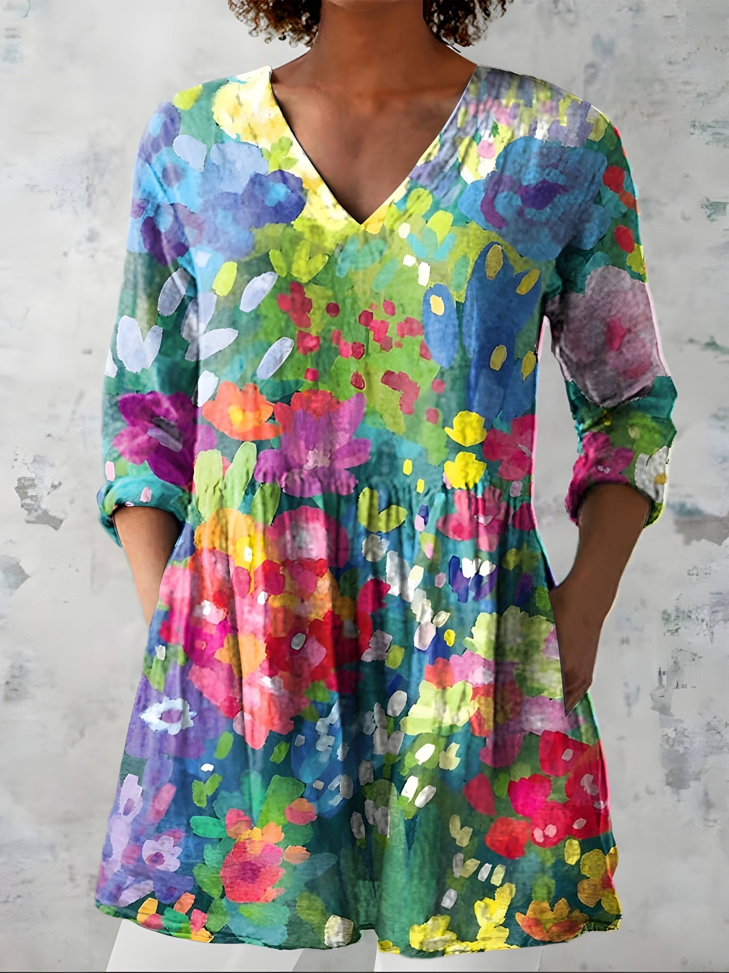 Millie | Long Blouse with V-Neck - Nora & Grace Boutique