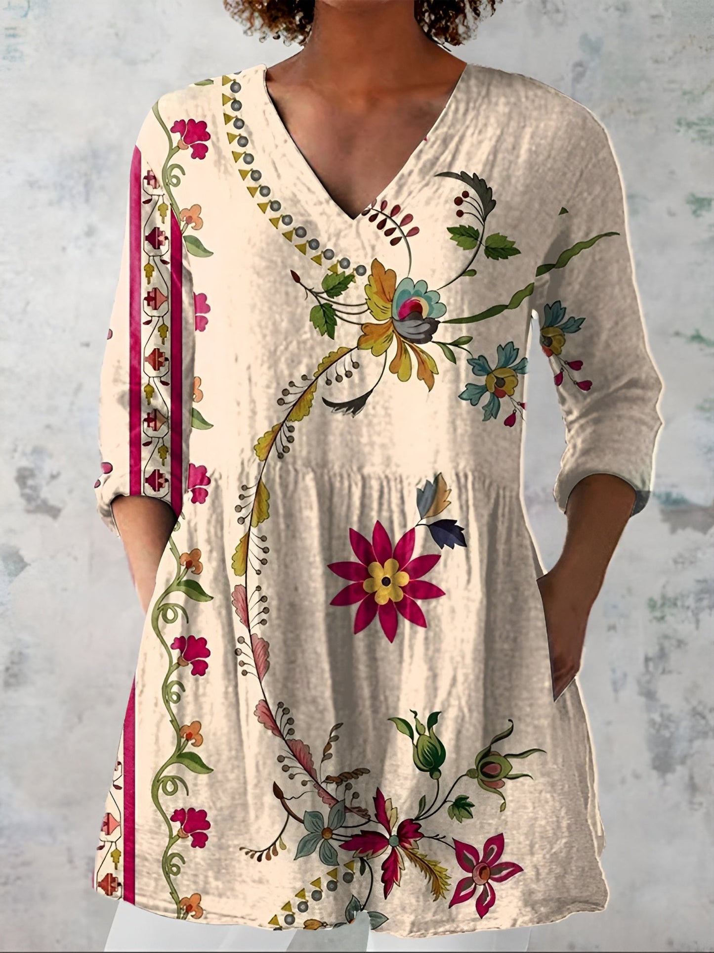 Lottie | Long Blouse with V-Neck - Nora & Grace Boutique