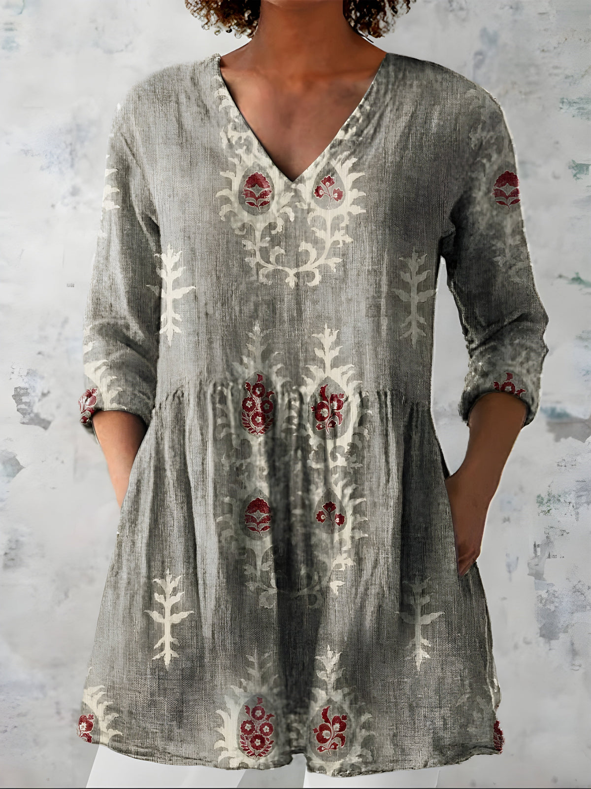 Everly | Long Blouse with V-Neck - Nora & Grace Boutique