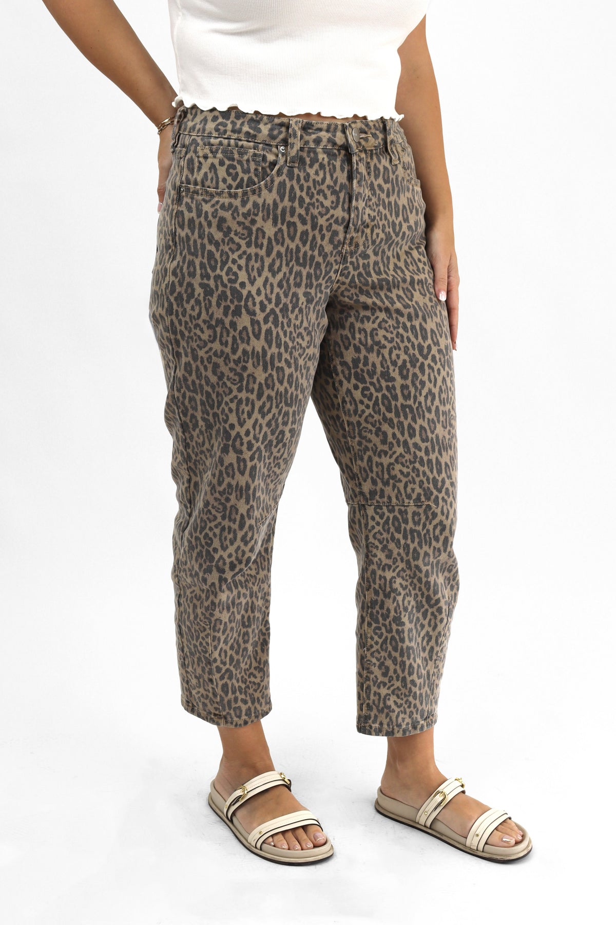 Leopard Barrel Jeans