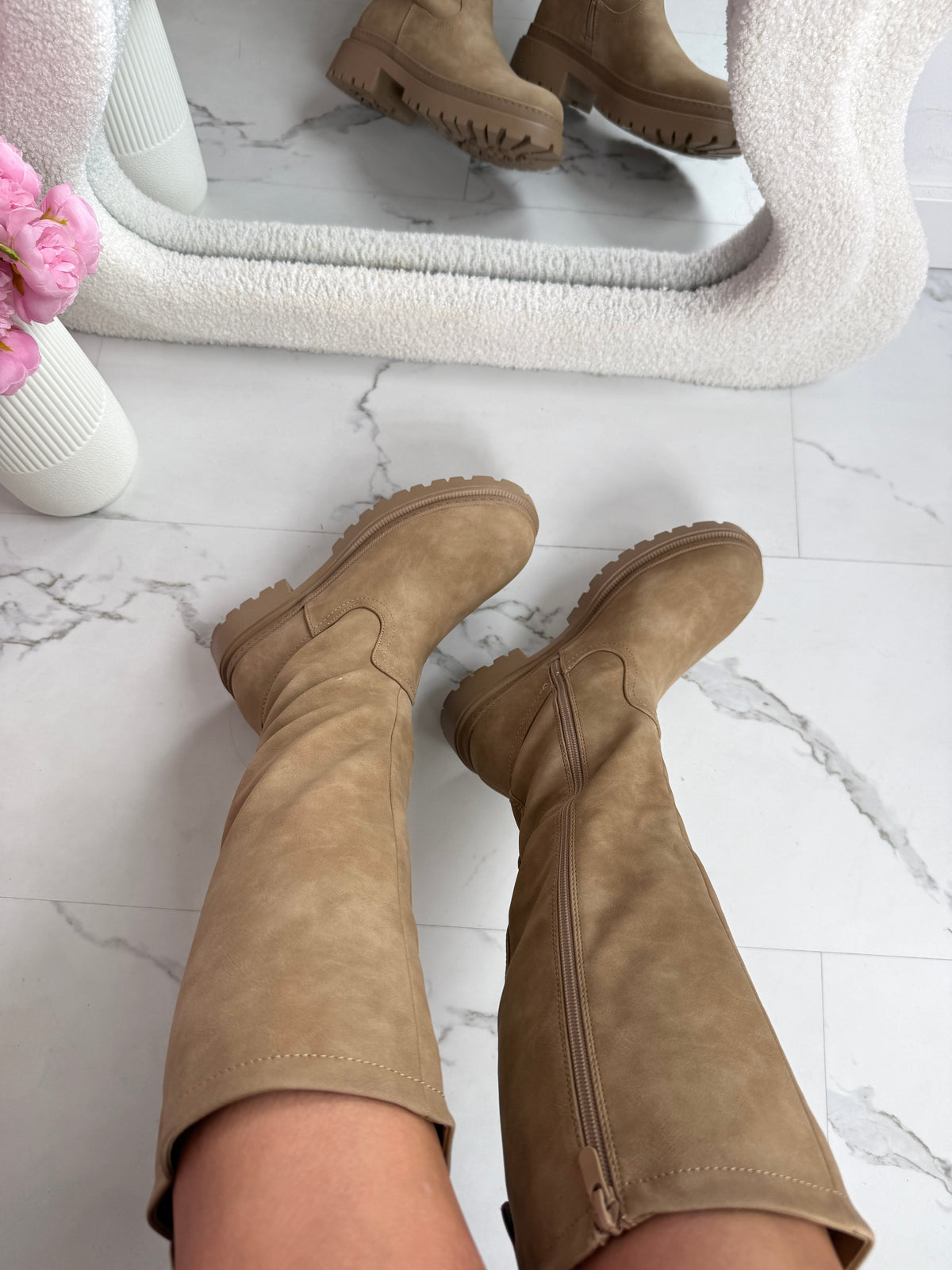 Anetta Khaki High Boots