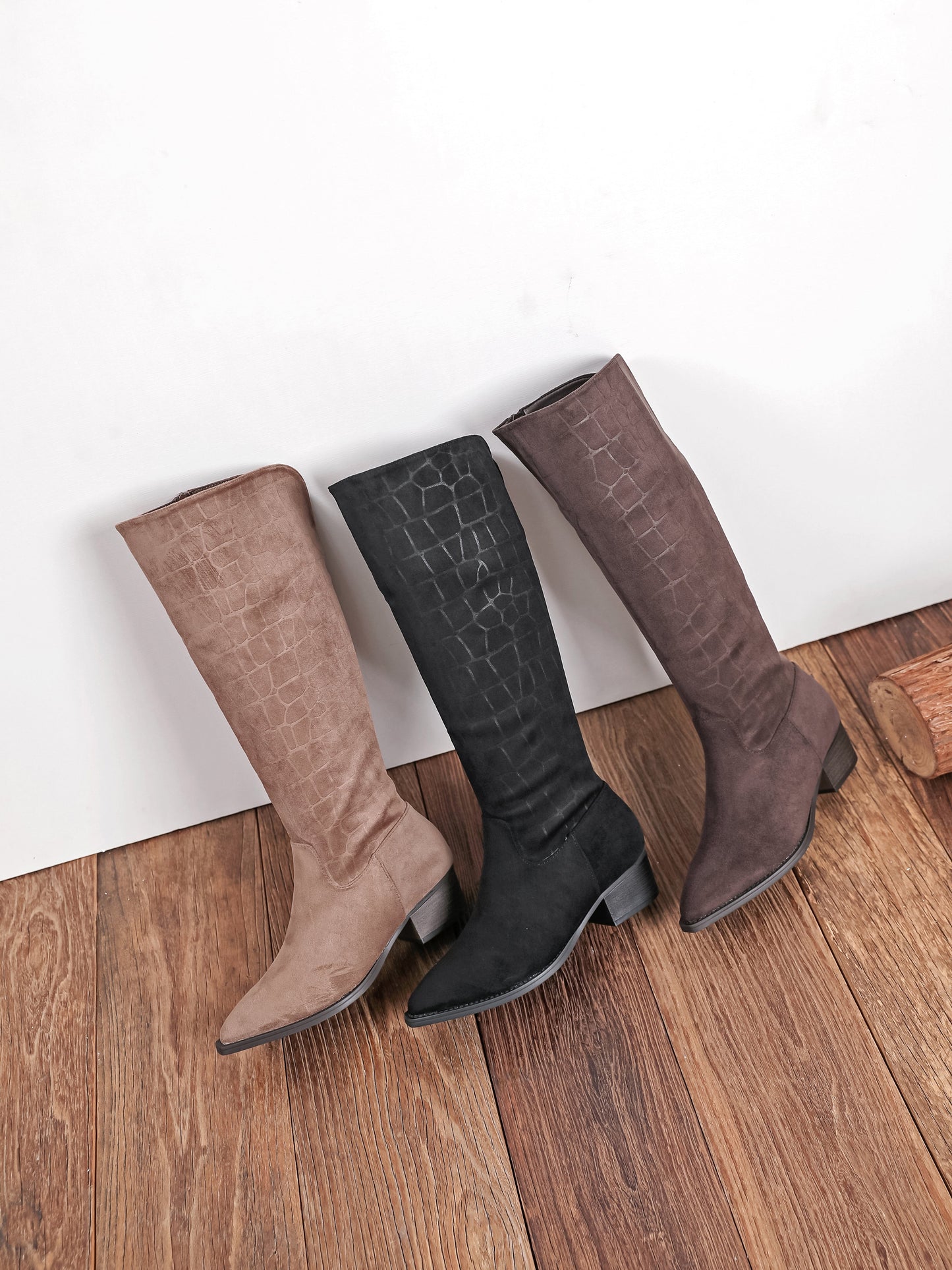 Pattern High Boots - Taupe