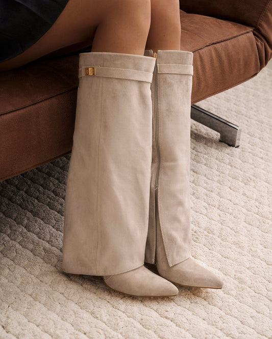 Lavista | Taupe Suede Knee-High Boots - Nora & Grace Boutique