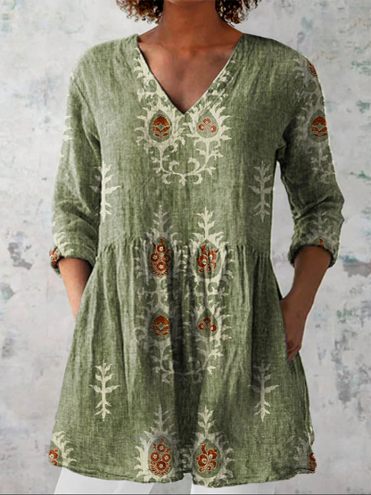 Elise | Long Blouse with V-Neck Dress