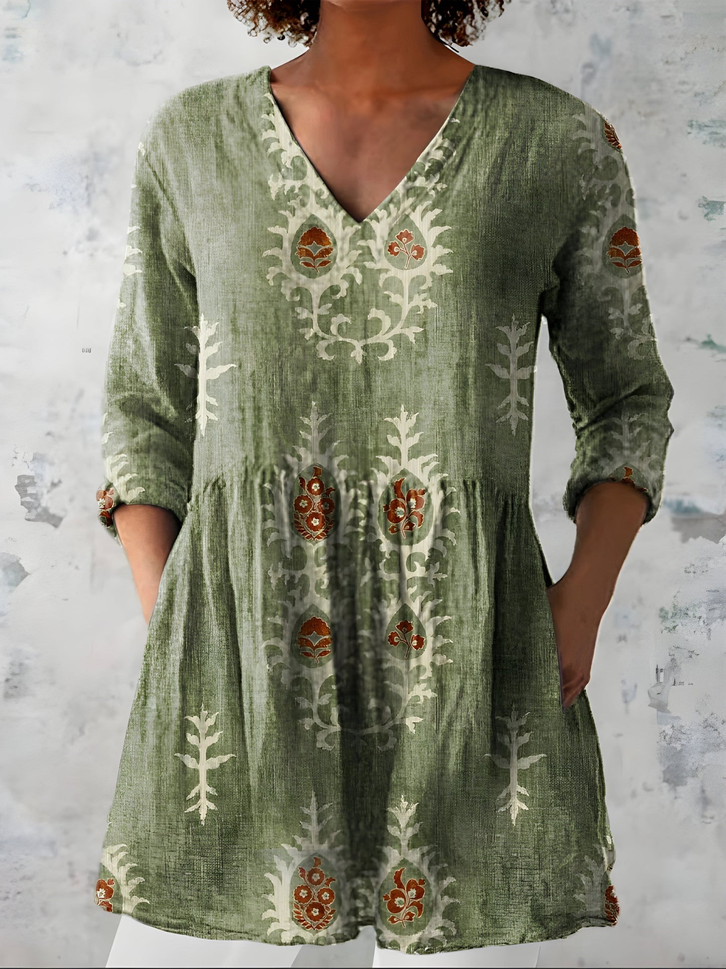 Everly | Long Blouse with V-Neck - Nora & Grace Boutique