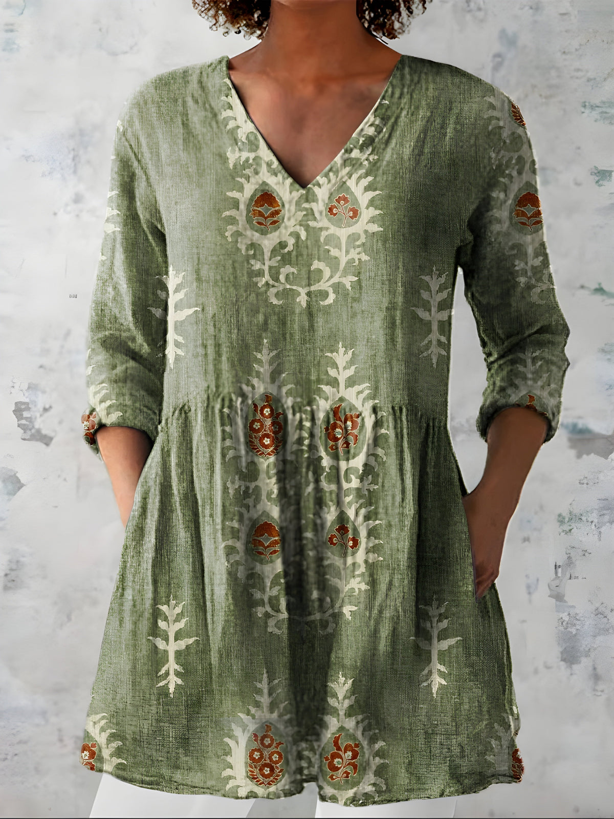 Everly | Long Blouse with V-Neck - Nora & Grace Boutique