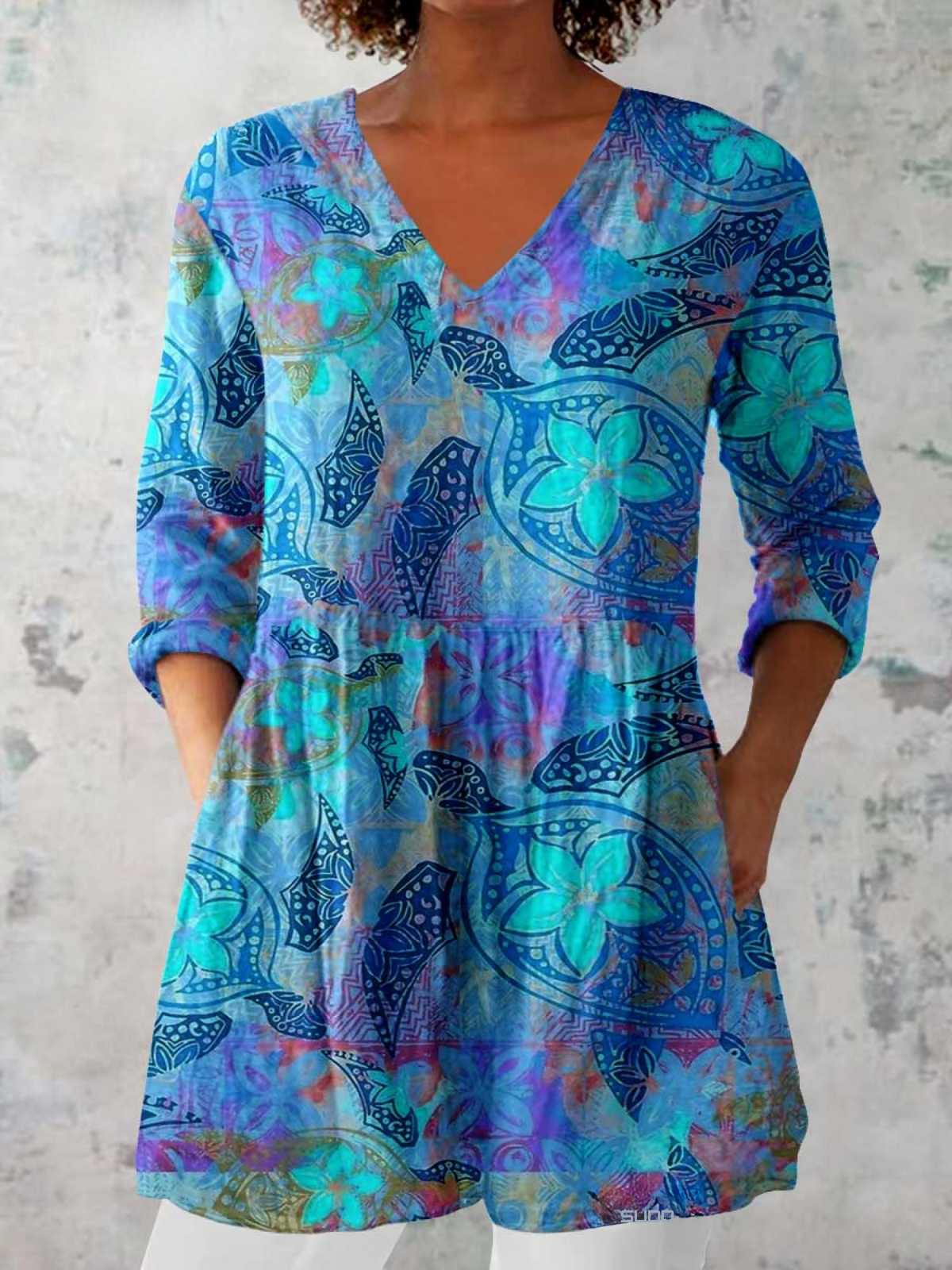 Juliette | Long Blouse with V-Neck Dress