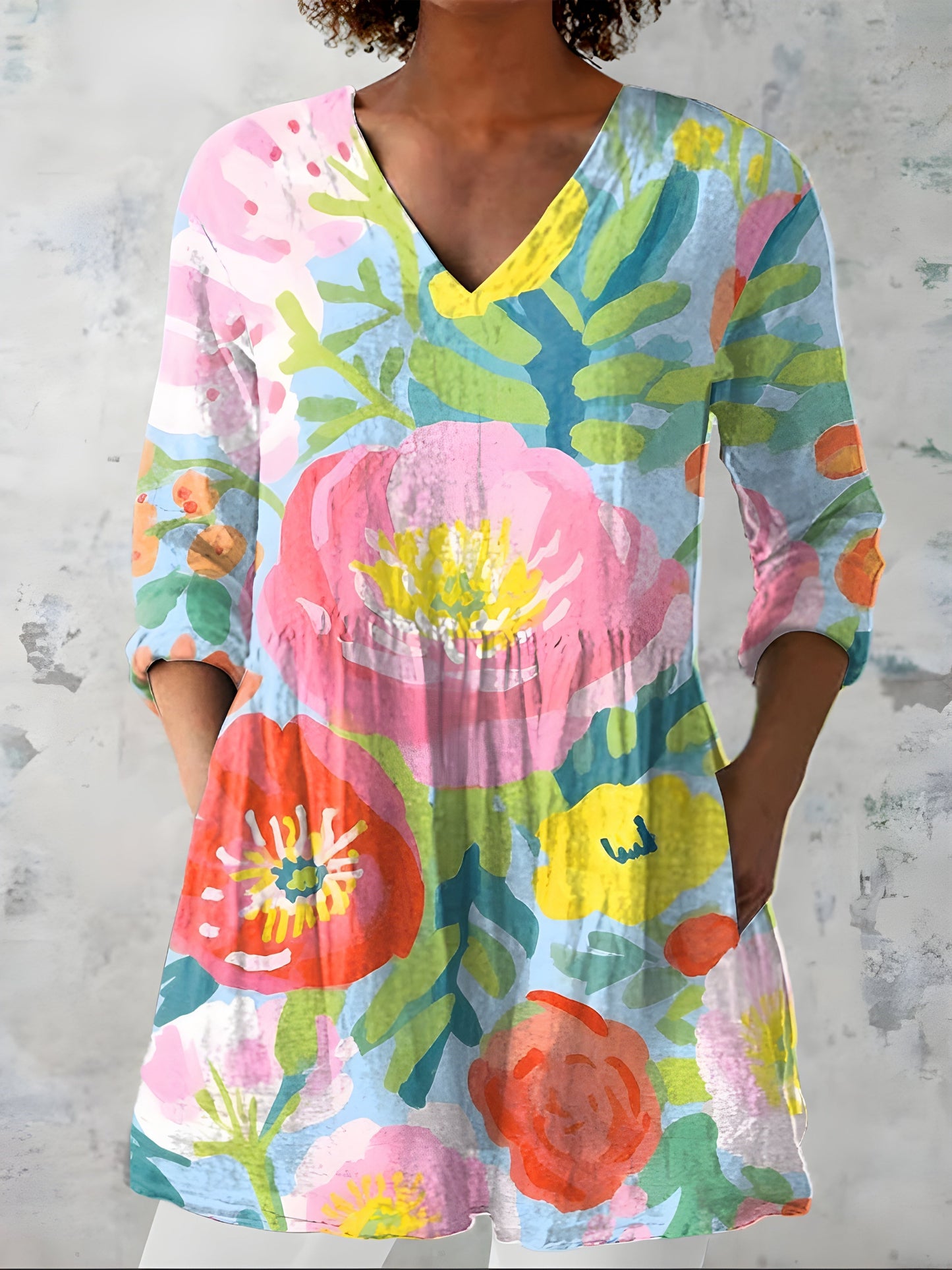 Valerie | Long Blouse with V-Neck - Nora & Grace Boutique