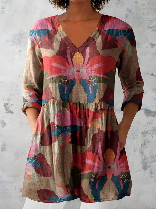 Cassidy | Long Blouse with V-Neck - Nora & Grace Boutique