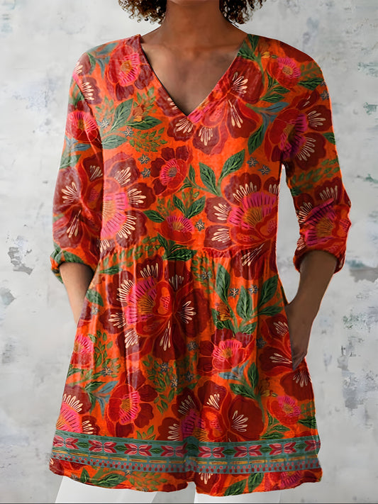 Priscilla | Long Blouse with V-Neck - Nora & Grace Boutique