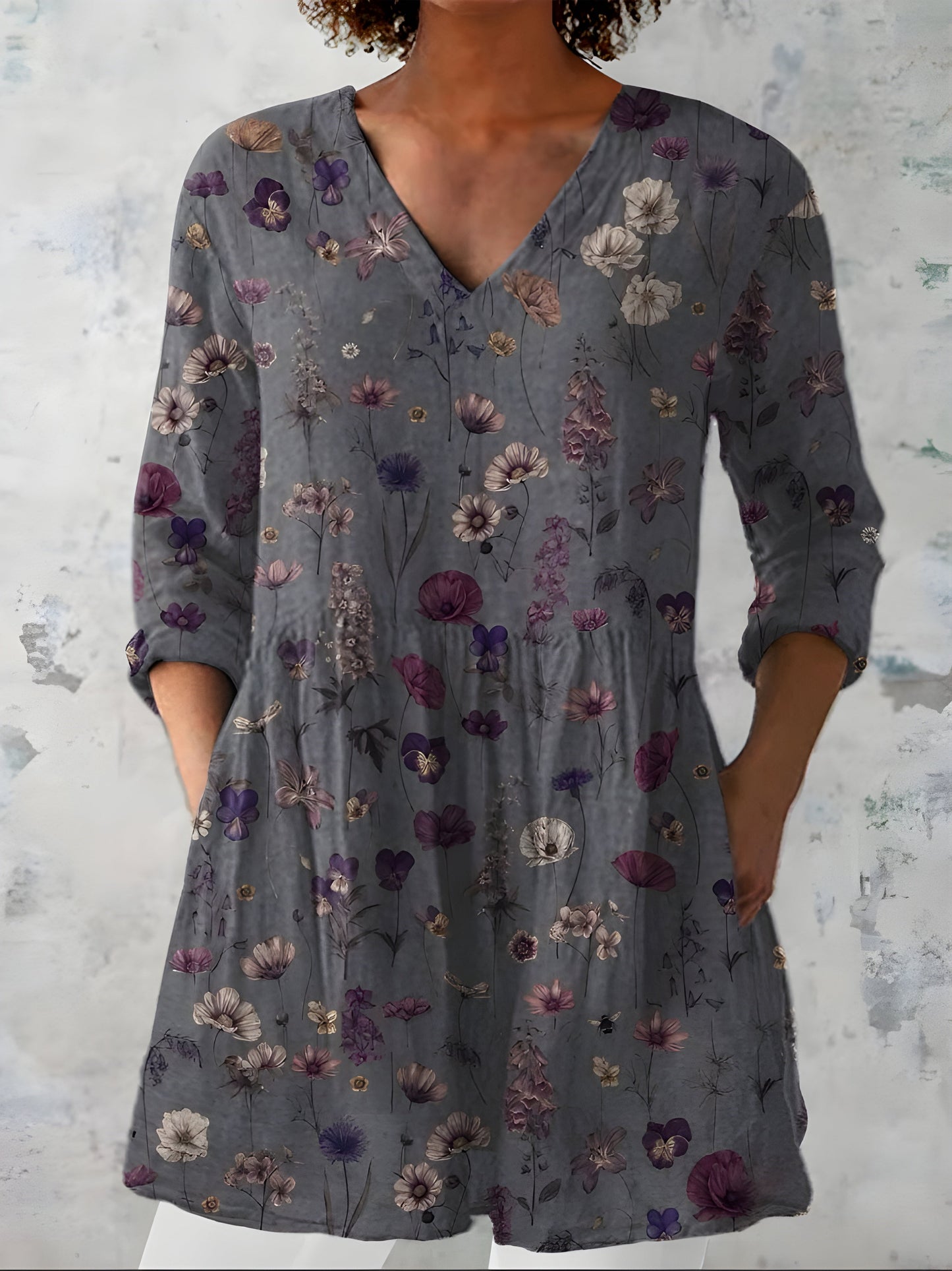 Addison | Long Blouse with V-Neck - Nora & Grace Boutique