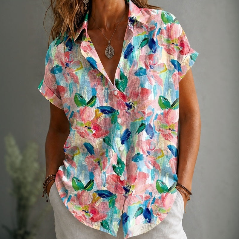 Diamanda with floral Print Shirt