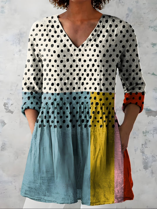 Jacqueline | Long Blouse with V-Neck - Nora & Grace Boutique