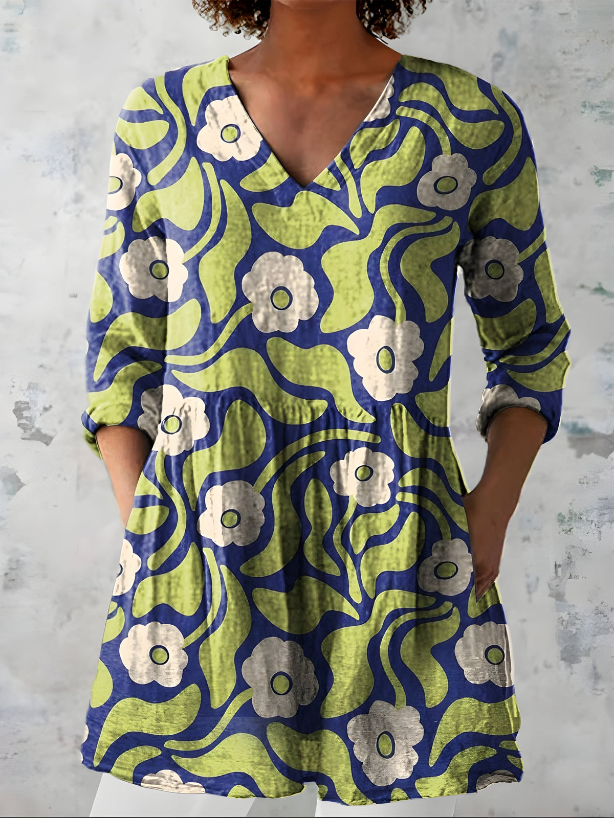 Stephanie | Long Blouse with V-Neck - Nora & Grace Boutique