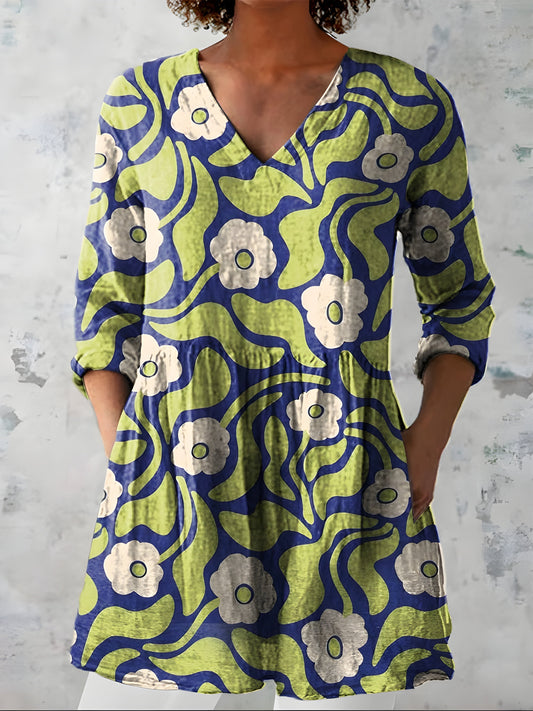 Stephanie | Long Blouse with V-Neck - Nora & Grace Boutique