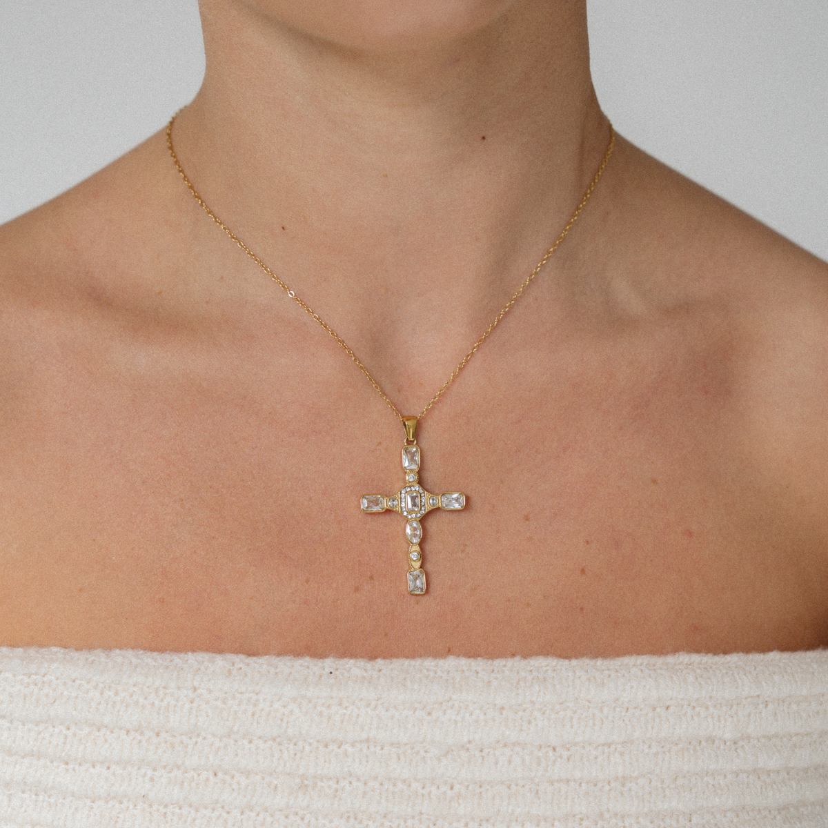 Clear Cross Necklace - Nora & Grace Boutique