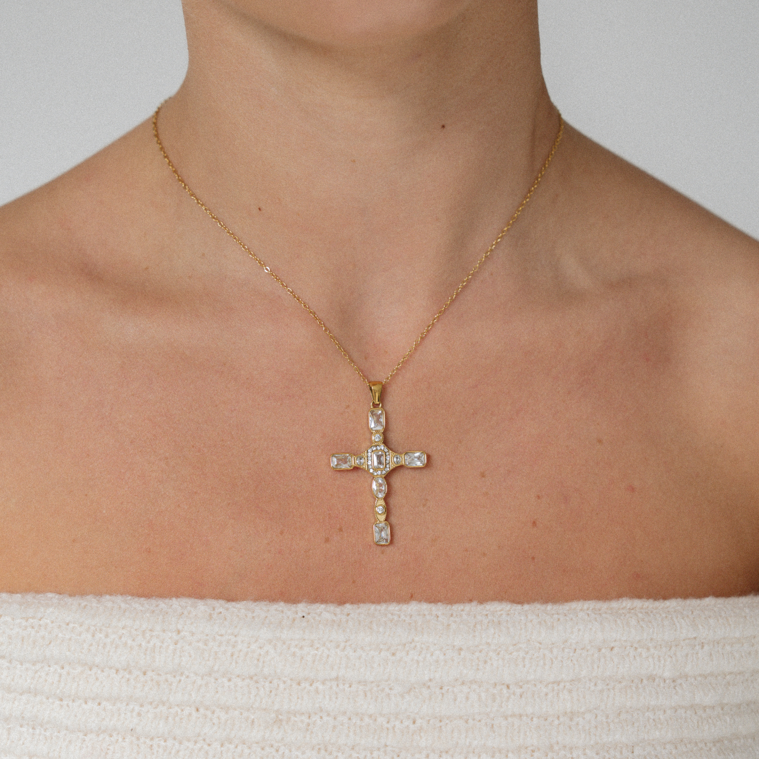Clear Cross Necklace - Nora & Grace Boutique