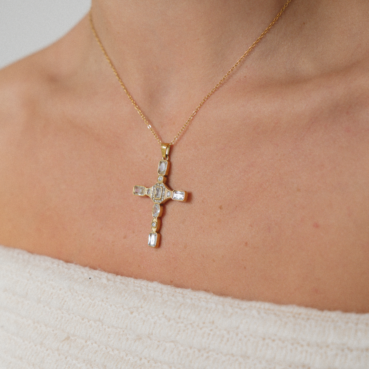 Clear Cross Necklace - Nora & Grace Boutique