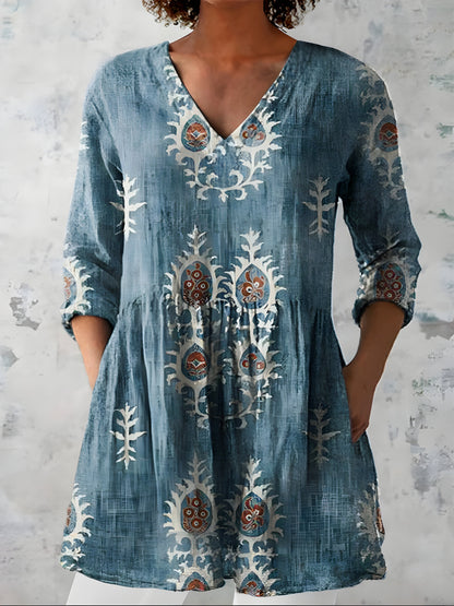 Everly | Long Blouse with V-Neck - Nora & Grace Boutique