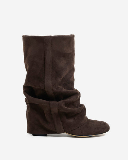 Emilia | Dark Chocolate Slouchy Suede Boots - Nora & Grace Boutique