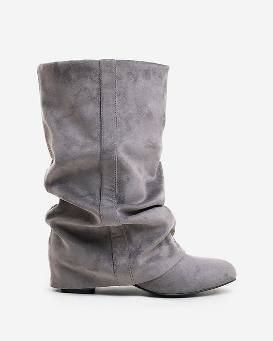 Emilia | Grey Slouchy Suede Boots - Nora & Grace Boutique
