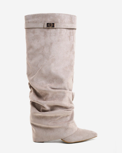 Lavista | Taupe Slouchy Suede Knee-High Boots - Nora & Grace Boutique