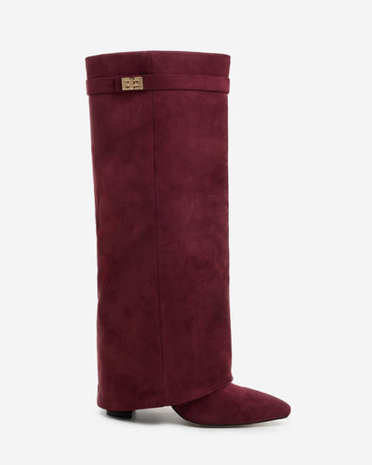 Lavista | Burgundy Suede Knee-High Boots - Nora & Grace Boutique