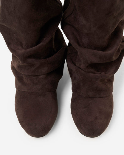 Emilia | Dark Chocolate Slouchy Suede Boots - Nora & Grace Boutique