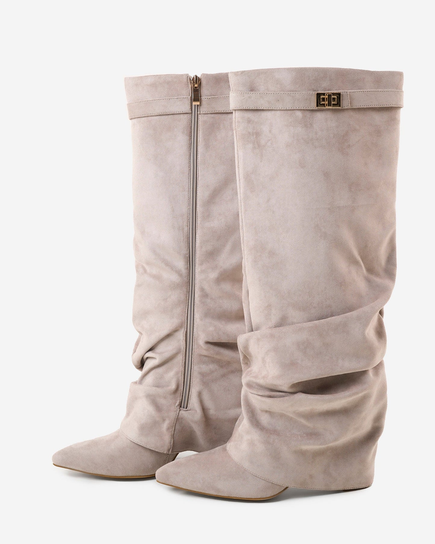 Lavista | Taupe Slouchy Suede Knee-High Boots - Nora & Grace Boutique