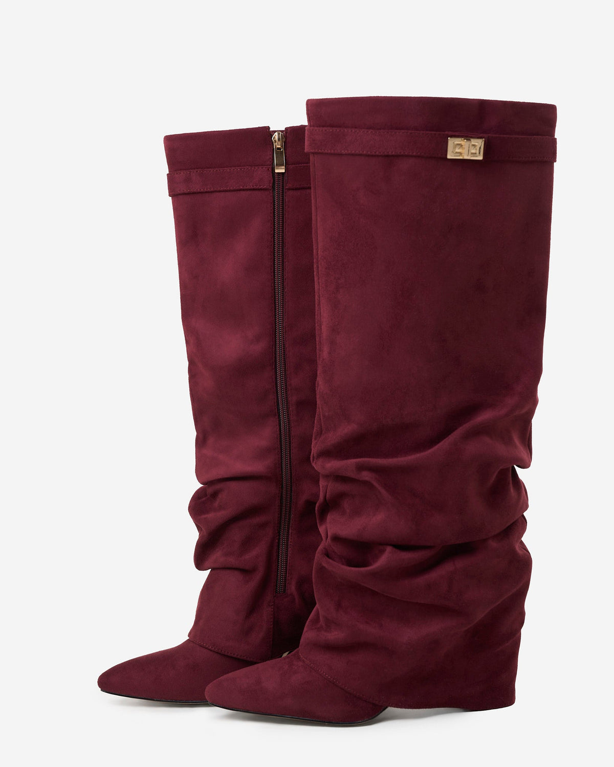 Lavista | Burgundy Slouchy Suede Knee-High Boots - Nora & Grace Boutique
