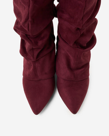Lavista | Burgundy Slouchy Suede Knee-High Boots - Nora & Grace Boutique
