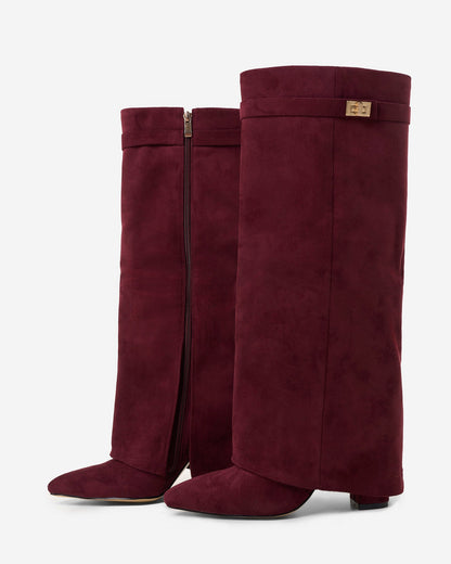 Lavista | Burgundy Suede Knee-High Boots - Nora & Grace Boutique