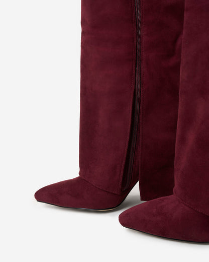 Lavista | Burgundy Suede Knee-High Boots - Nora & Grace Boutique