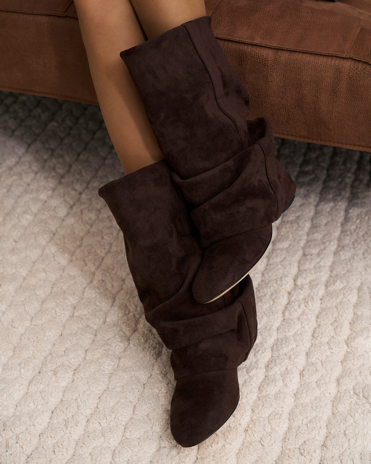 Emilia | Dark Chocolate Slouchy Suede Boots - Nora & Grace Boutique