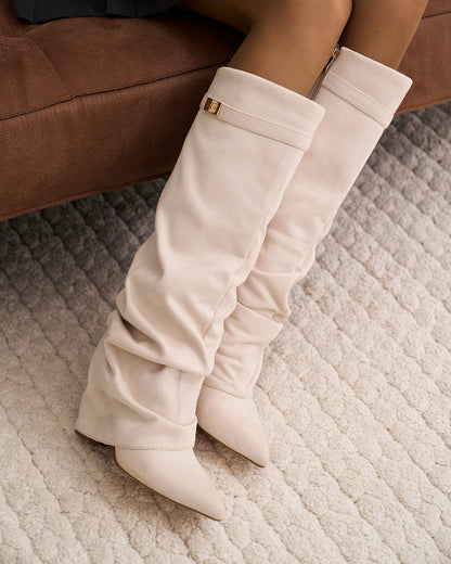 Lavista | Creamy Slouchy Suede Knee-High Boots - Nora & Grace Boutique