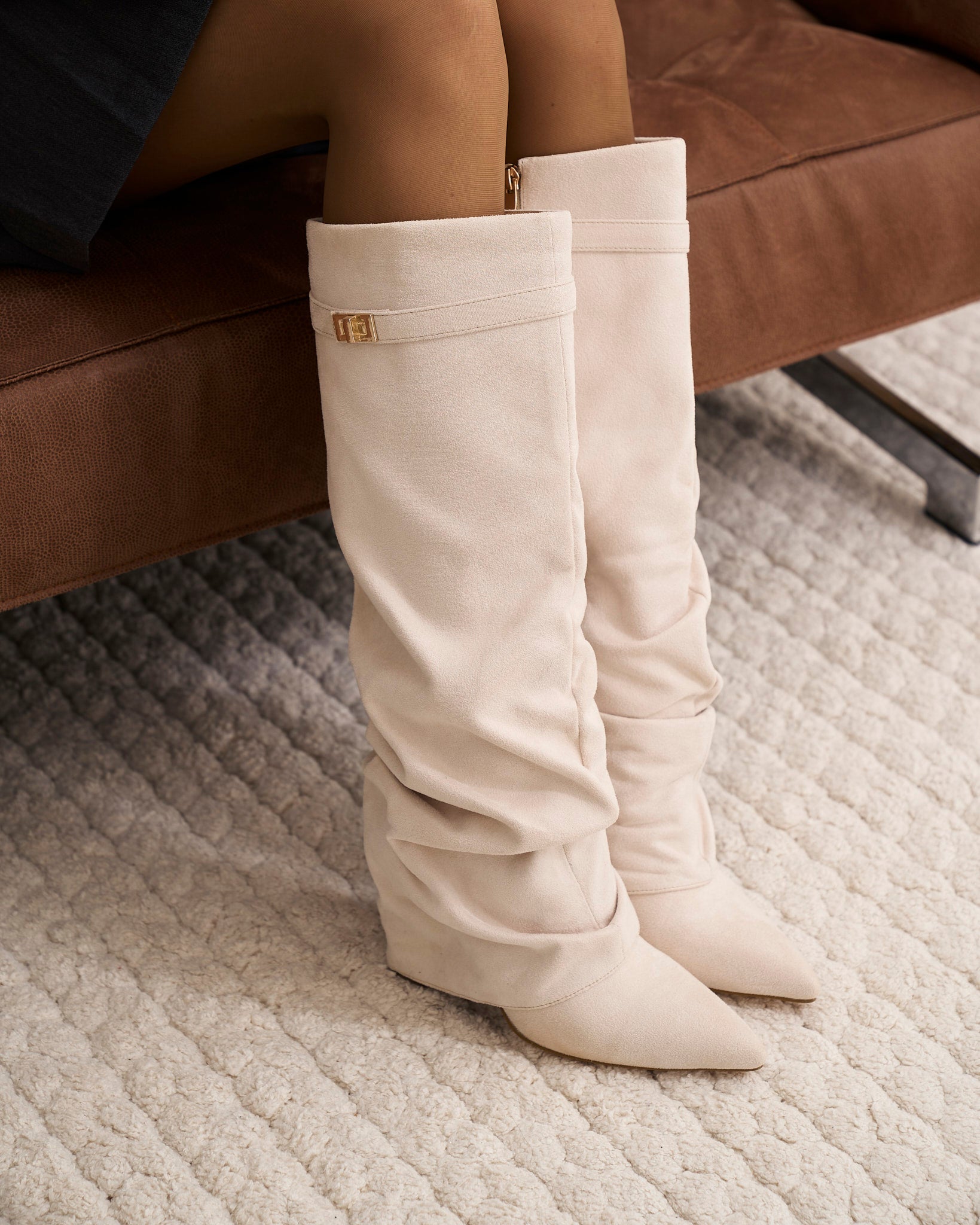 Lavista | Creamy Slouchy Suede Knee-High Boots - Nora & Grace Boutique