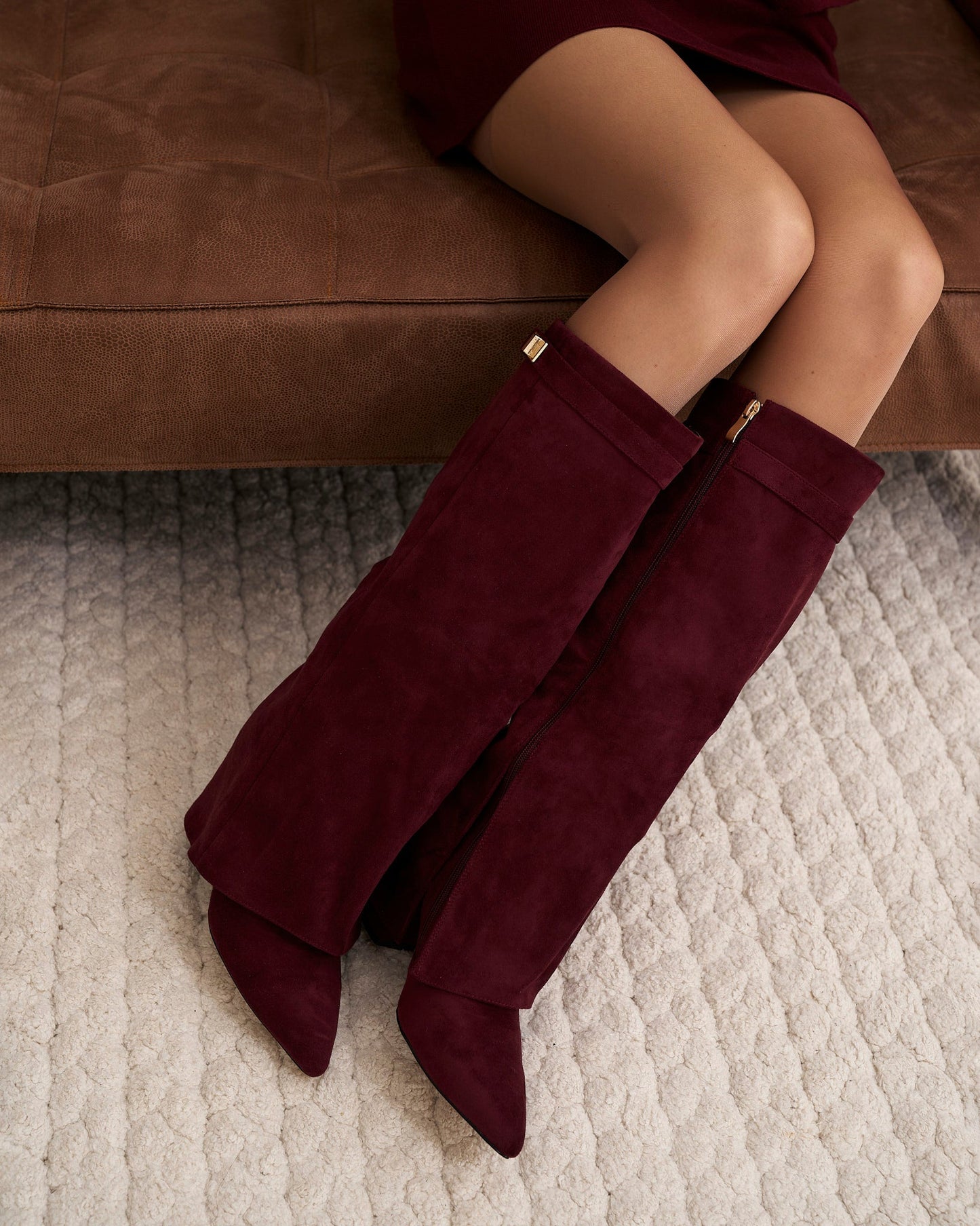 Lavista | Burgundy Suede Knee-High Boots - Nora & Grace Boutique