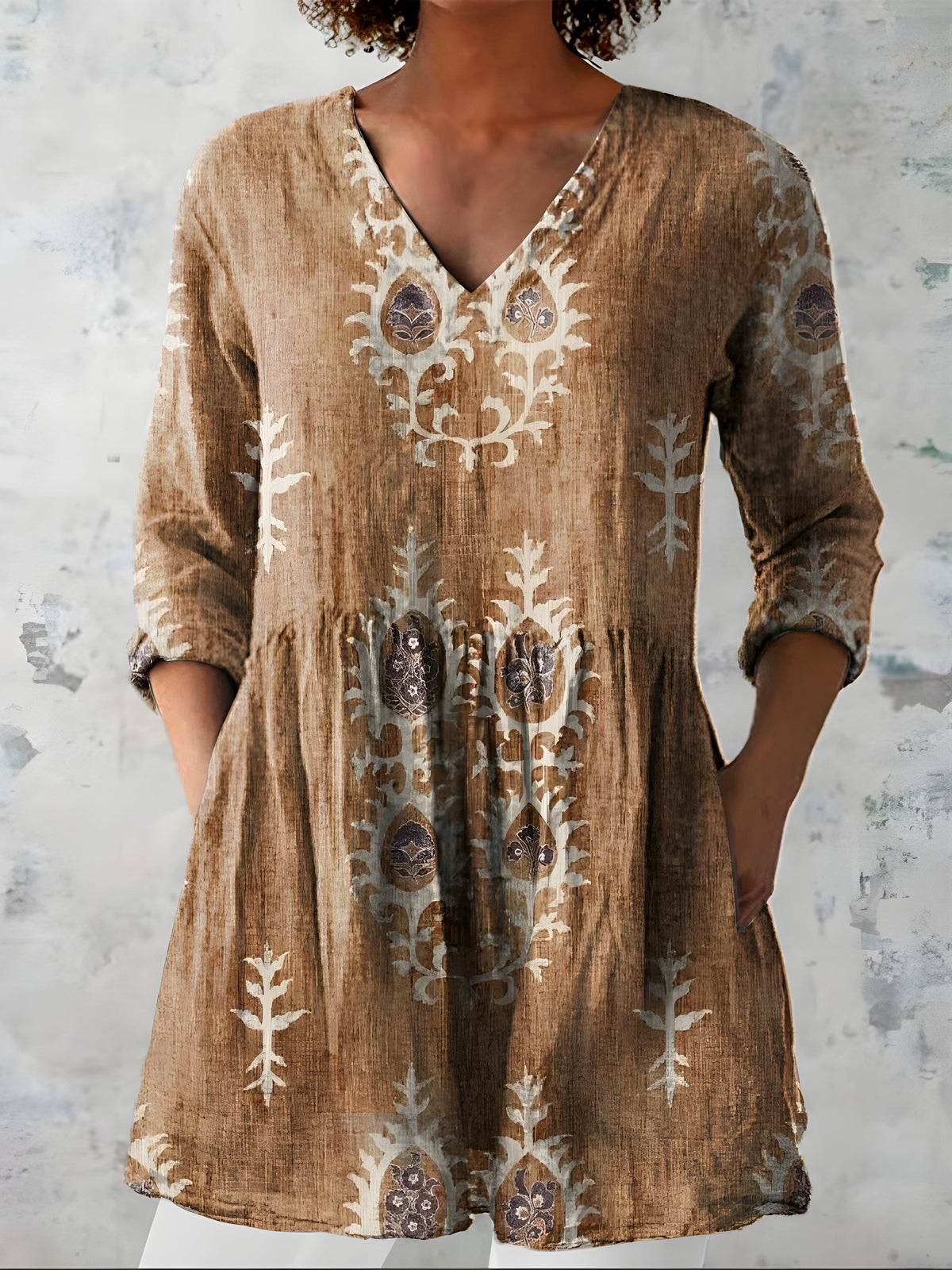Everly | Long Blouse with V-Neck - Nora & Grace Boutique