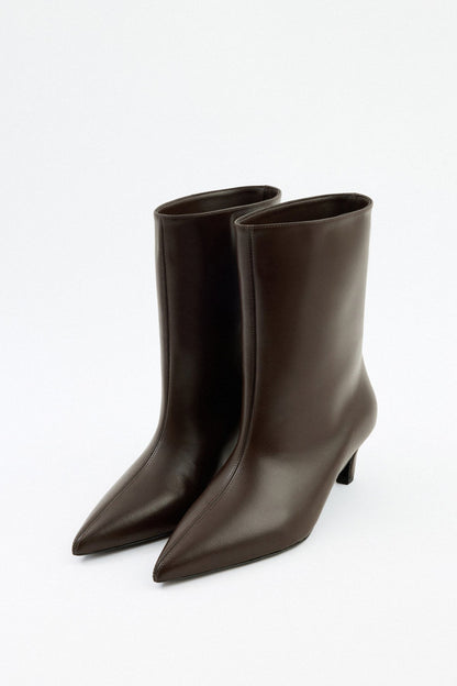 Aria | Dark Brown Leather Ankle Boots - Nora & Grace Boutique