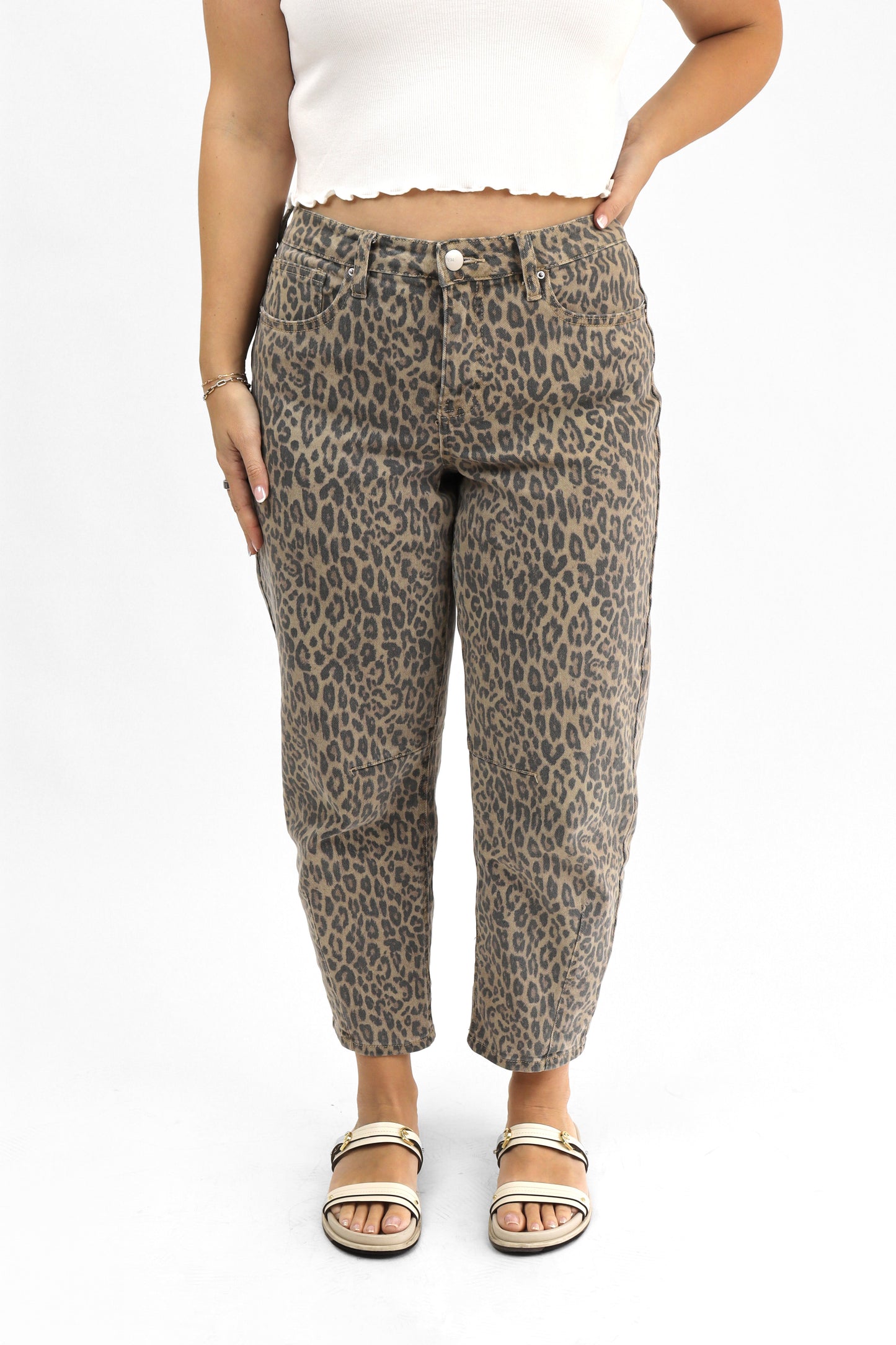 Leopard Barrel Jeans