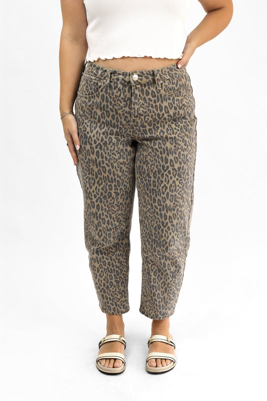 Leopard Barrel Jeans
