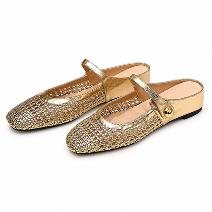 Braided Fabric Flats with Square Toe