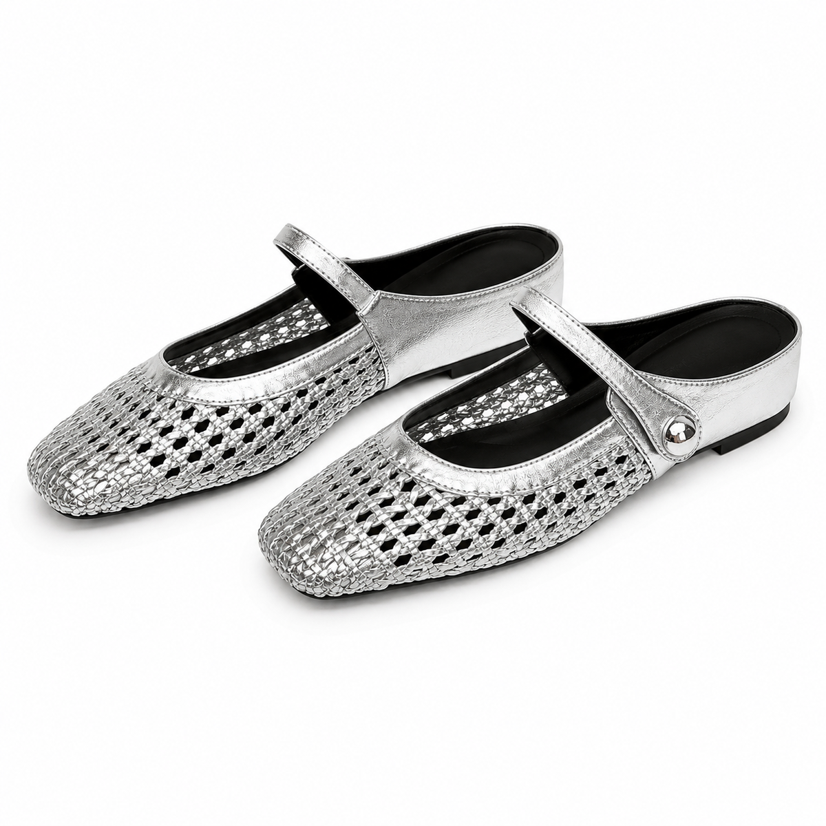 Braided Fabric Flats with Square Toe