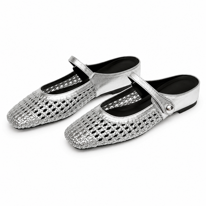Braided Fabric Flats with Square Toe